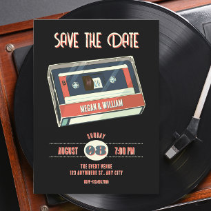 Retro vintage cassette tape wedding save the date
