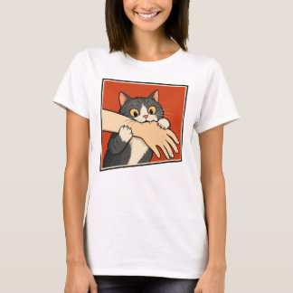 Retro Vintage Cat Biting Hand Funny Love Bite Tuxe T-Shirt