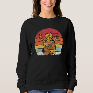 Retro Vintage Cat Cello Music Cat Playing Cello Sweatshirt