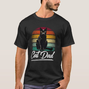 Retro Vintage Cat Dad Daddy Black Cat Lover Father T-Shirt