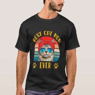 Retro Vintage Cat Mum Mother's Day Best Cat Mum E T-Shirt