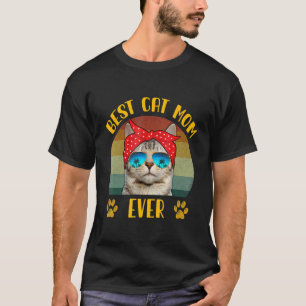 Retro Vintage Cat Mum Mother's Day Best Cat Mum E T-Shirt