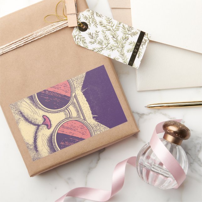 Retro Vintage Cat Rectangular Sticker (Gifting)