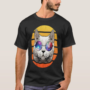 Retro Vintage Cat With Glasses Goggles T-Shirt