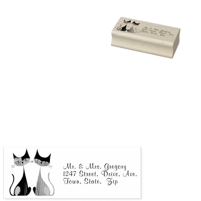 Retro Vintage Cats El Gato  Rubber Stamp (Stamped)