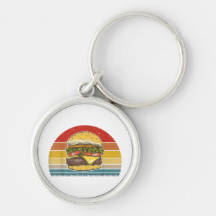 Retro Vintage Cheeseburger Design Costume Hamburge Key Ring