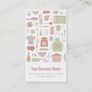 Retro Vintage Chef Kitchen Cooking UtensilsPattern Business Card