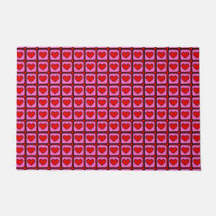 Retro Vintage Chequered Heart Y2K Pattern Doormat