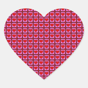 Retro Vintage Chequered Heart Y2K Pattern  Sticker