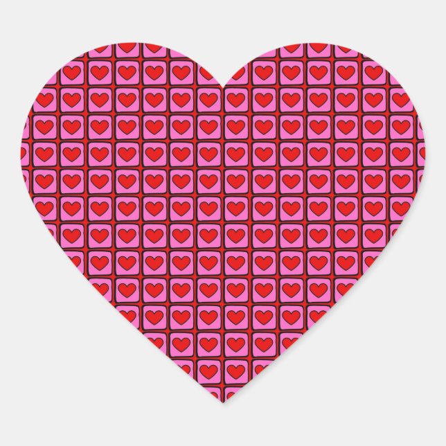 Retro Vintage Chequered Heart Y2K Pattern  Sticker (Front)