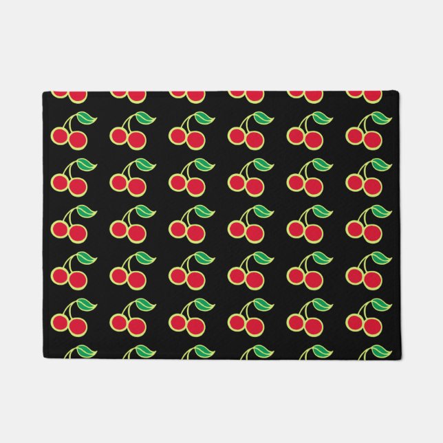 Retro Vintage Cherry Doormat Rug Welcome Mat (Front)