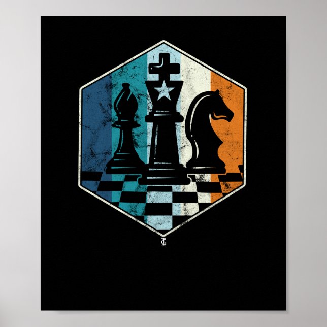 Retro Vintage Chess Piece Chess Master Club Poster (Front)