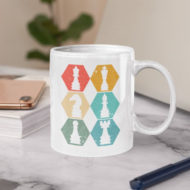 Retro Vintage Chess Pieces Sunset  Coffee Mug (Retro Vintage Chess Pieces Sunset Coffee Mug)