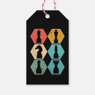 Retro Vintage Chess Pieces Sunset Poster Gift Tags
