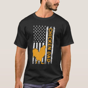 Retro Vintage Chicken Dad Usa American Flag Father T-Shirt