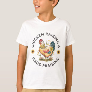 Retro Vintage Chicken Raising And Jesus Praising _ T-Shirt