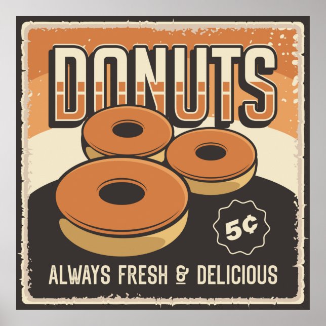 retro vintage chocolate doughnuts  poster (Front)