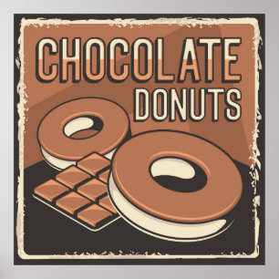 retro vintage chocolate doughnuts poster