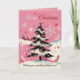 Retro Vintage Christmas: 1950's Pink Xmas Holiday Card