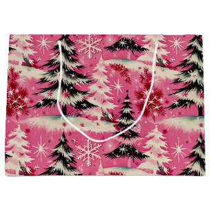 Retro Vintage Christmas: 1950's Pink Xmas Large Gift Bag