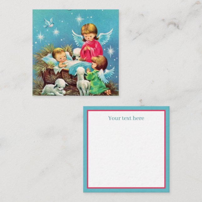 retro vintage Christmas Angel add text  Card (Front/Back)