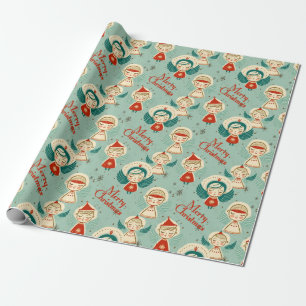 Retro Vintage Christmas Angels Wrapping Paper