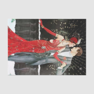 retro vintage Christmas art deco lady  Tissue Paper