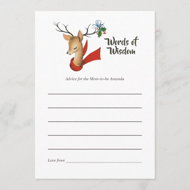 Retro Vintage Christmas Baby Shower Mum Advice Card (Front)