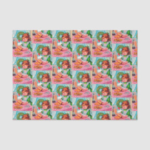 Retro vintage Christmas baking girl party tissue Tissue Paper