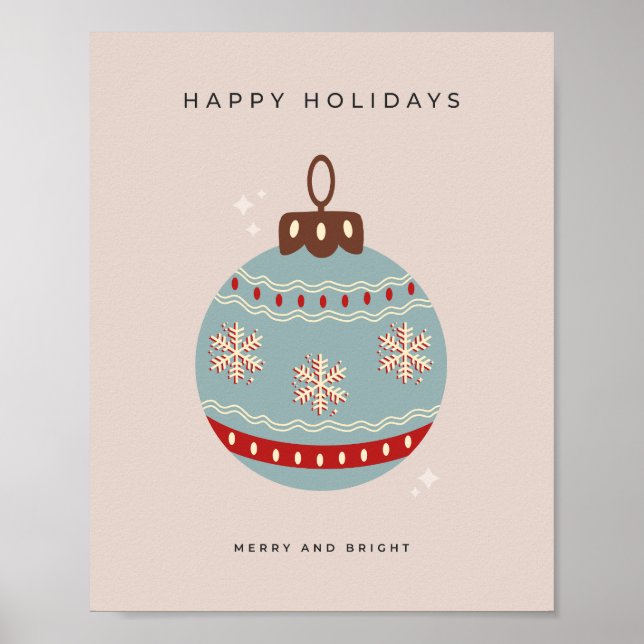 Retro Vintage Christmas Bauble Poster (Front)