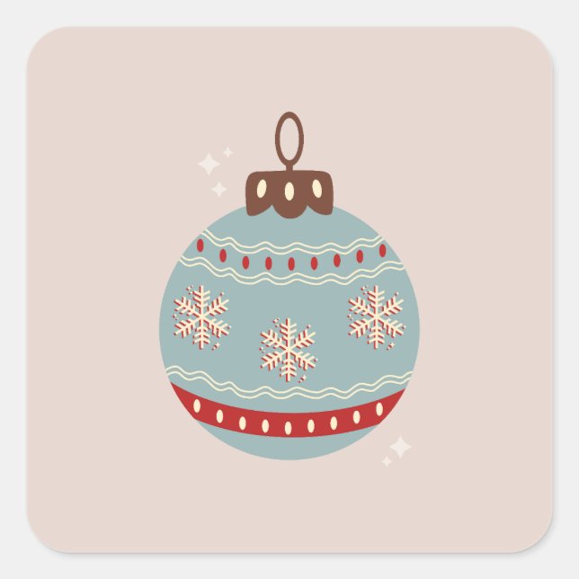 Retro Vintage Christmas Bauble Square Sticker (Front)