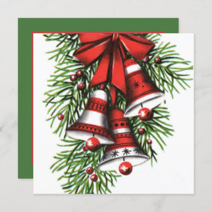 retro vintage Christmas bells add information  Invitation