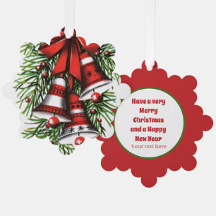 retro vintage Christmas bells add text Tree Decoration Card