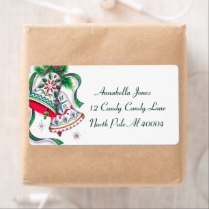 retro vintage Christmas bells Holiday label