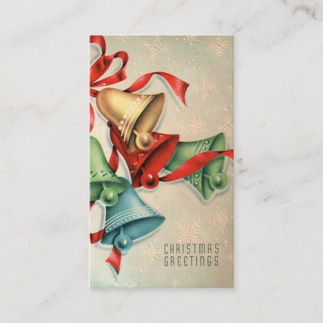 Retro Vintage Christmas bells little cards (Front)