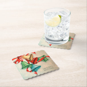 Retro Vintage Christmas bells party coaster