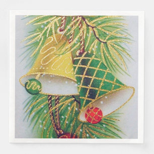 Retro vintage Christmas bells party  Napkin