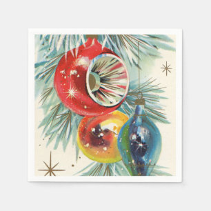 Retro Vintage Christmas bulb party napkins