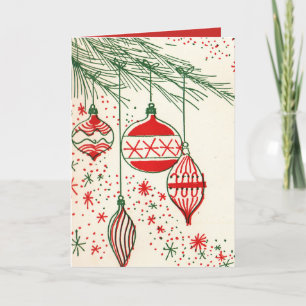 retro Vintage Christmas bulbs add text card