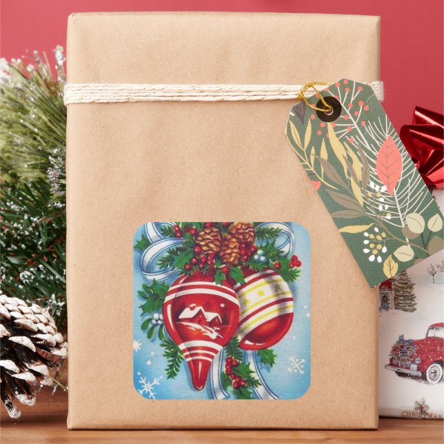 Retro vintage Christmas bulbs Holiday sticker (Holiday)