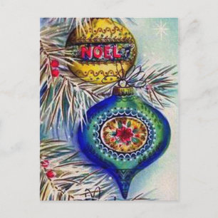 Retro vintage Christmas bulbs postcards