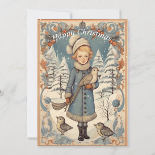 Retro Vintage Christmas Card. Personalise your own Holiday Card