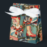 Retro Vintage Christmas Cards Collage Favour Box<br><div class="desc">The vintage retro Christmas favour box exudes a charming and nostalgic ambiance, reminiscent of yesteryears' holiday celebrations. The paper is a delightful collage of old Christmas cards, carefully curated to capture the essence of classic holiday sentiments. The collage is artfully arranged, with the edges of the cards slightly overlapping, creating...</div>