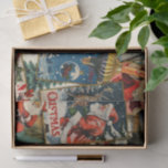 Retro Vintage Christmas Cards Collage Tissue Paper<br><div class="desc">The vintage retro Christmas tissue paper exudes a charming and nostalgic ambiance, reminiscent of yesteryears' holiday celebrations. The paper is a delightful collage of old Christmas cards, carefully curated to capture the essence of classic holiday sentiments. The collage is artfully arranged, with the edges of the cards slightly overlapping, creating...</div>