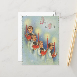 retro vintage Christmas carolers  Holiday Postcard