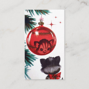 Retro Vintage Christmas cat add message card