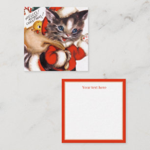 retro vintage Christmas cat add text Card