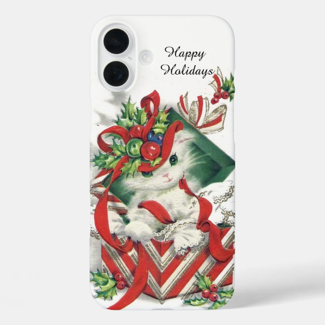 Retro Vintage Christmas cat Case-Mate iPhone Case (Back)