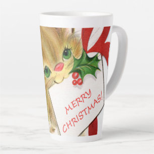 retro vintage Christmas cat Holiday Latte Mug