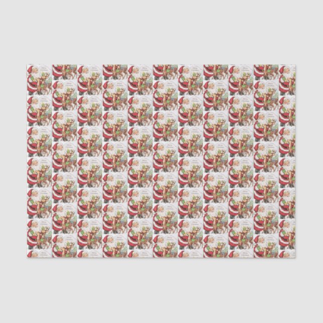retro vintage Christmas cat Holiday tiled  Tissue Paper (Front)